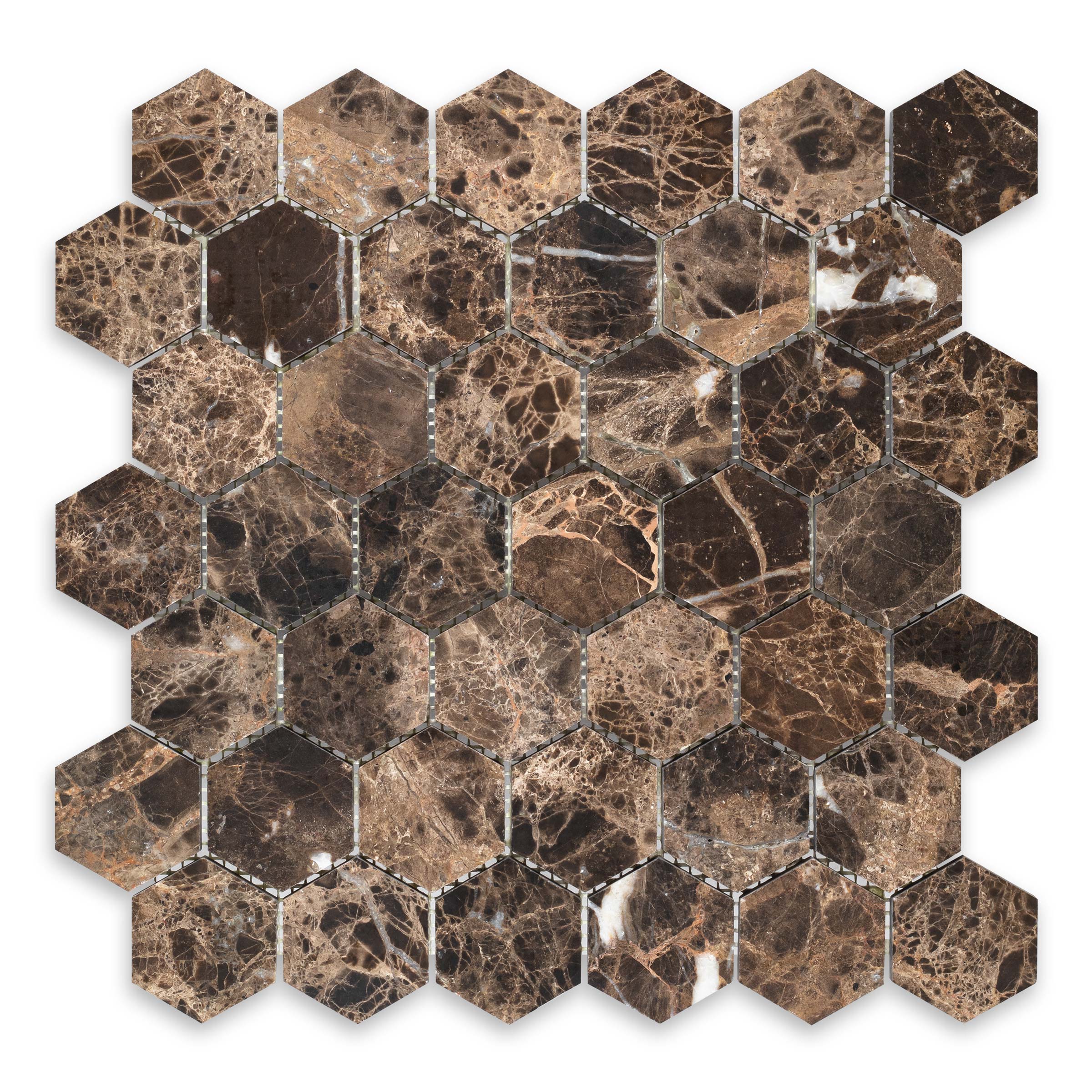 Emperador Dark Marble 2" Hexagon