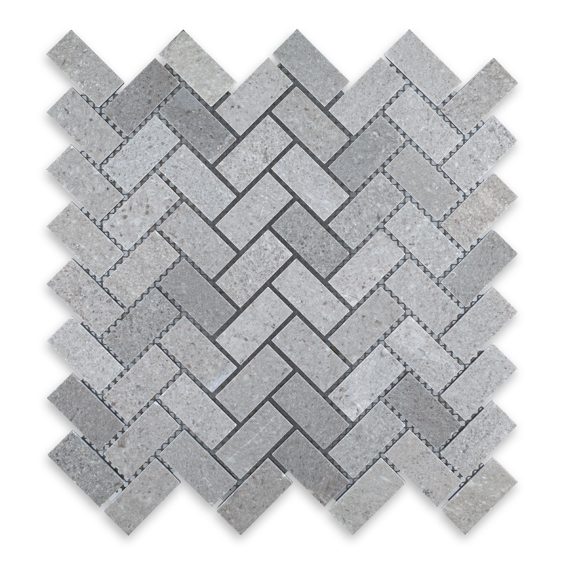 Spanish Grey Marble 1" X 2" Herringbone
