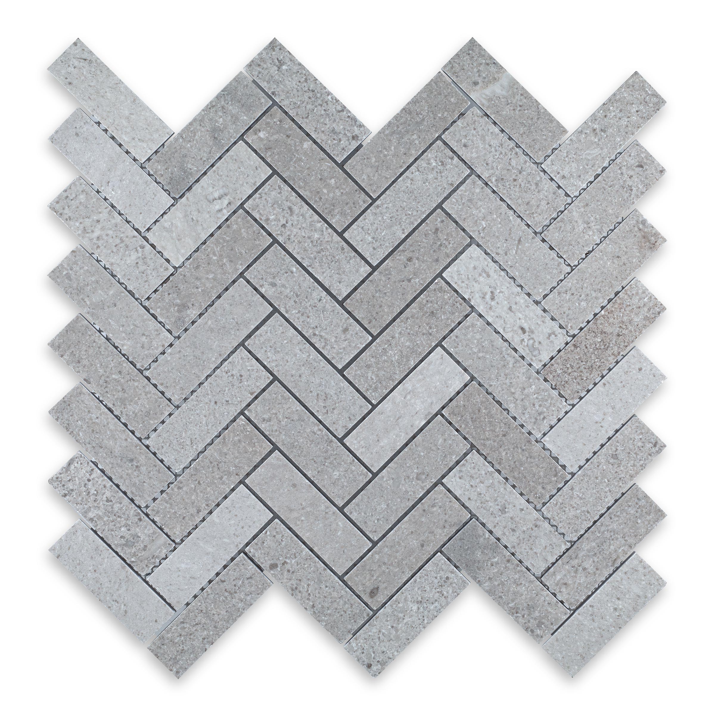 Spanish Grey Marble 1" X 3" Herringbone