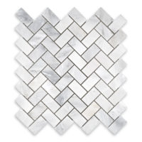 Oriental White Marble 1" X 2" Herringbone