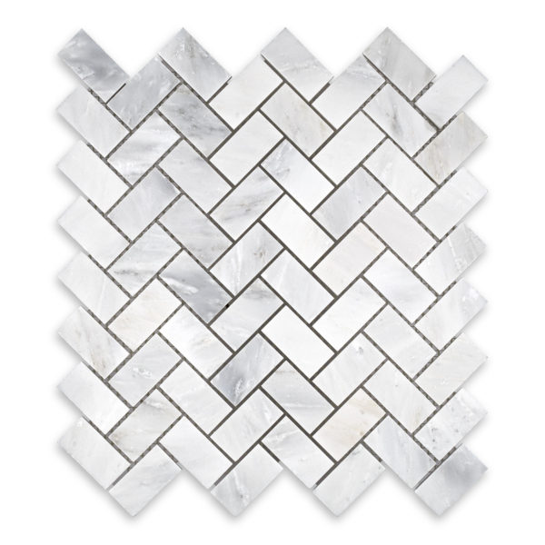 Oriental White Marble 1" X 2" Herringbone