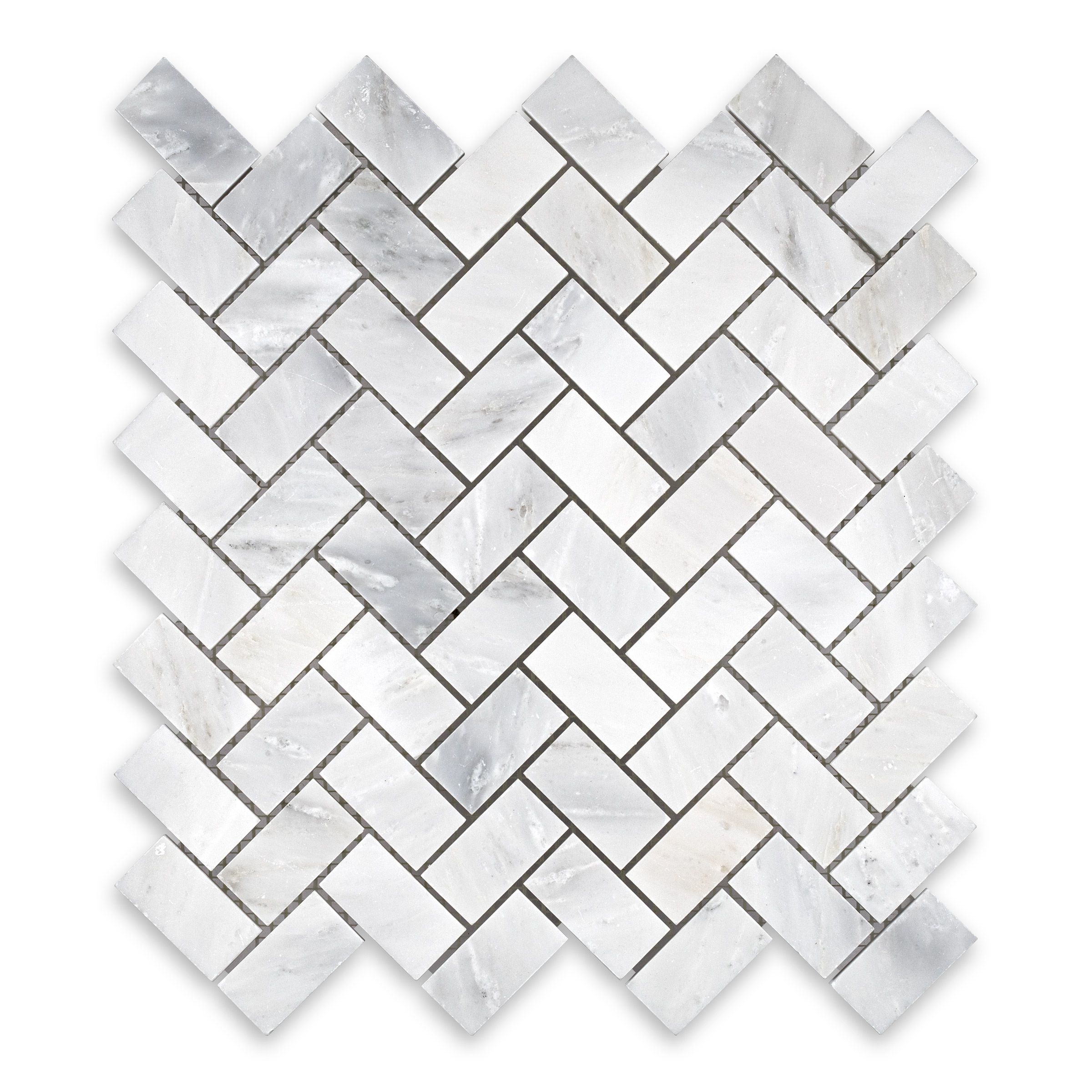 Oriental White Marble 1" X 2" Herringbone