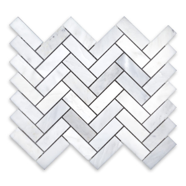 Oriental White Marble 1x3 Herringbone Mosaic
