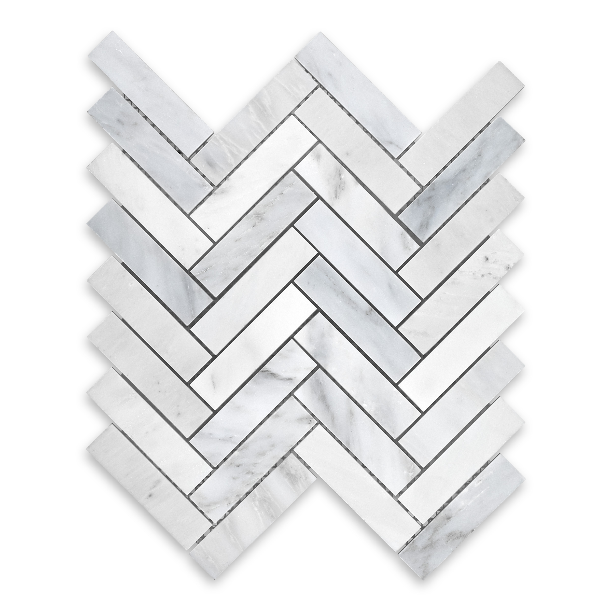 Oriental White Marble 1x4 Herringbone Mosaic