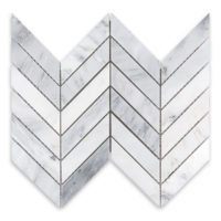 Oriental White Marble 1" X 4" Chevron Mosaic