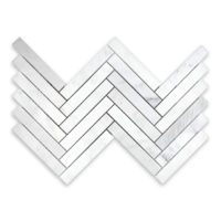 Oriental White Marble 1x6 Herringbone Mosaic