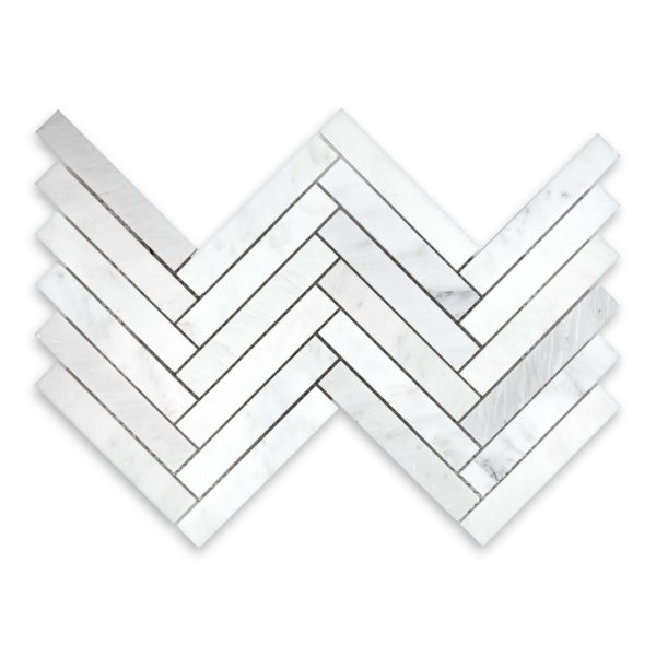 Oriental White Marble 1x6 Herringbone Mosaic