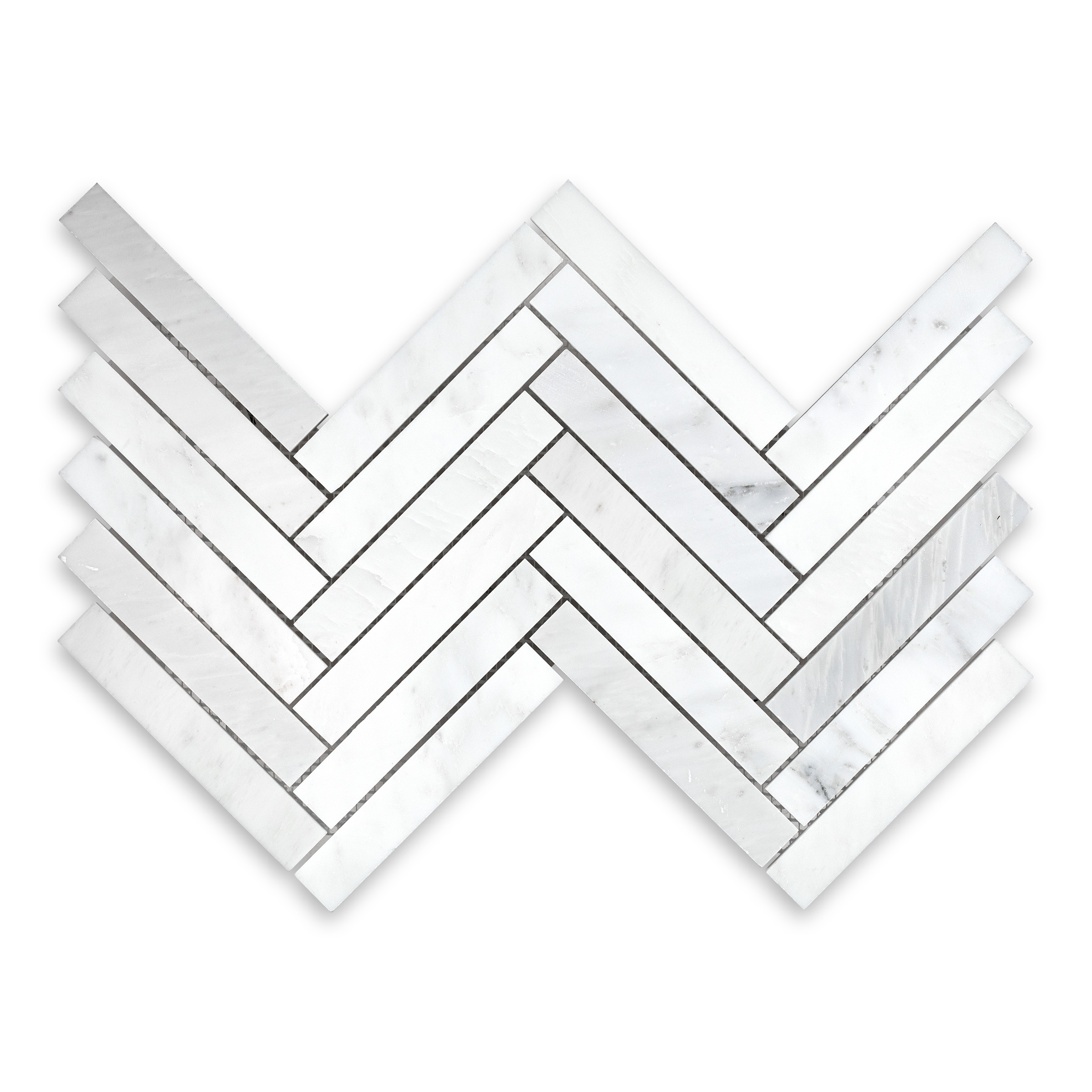 Oriental White Marble 1x6 Herringbone Mosaic