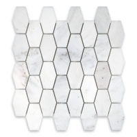 Oriental White Marble 2x3 Elongated Hexagon