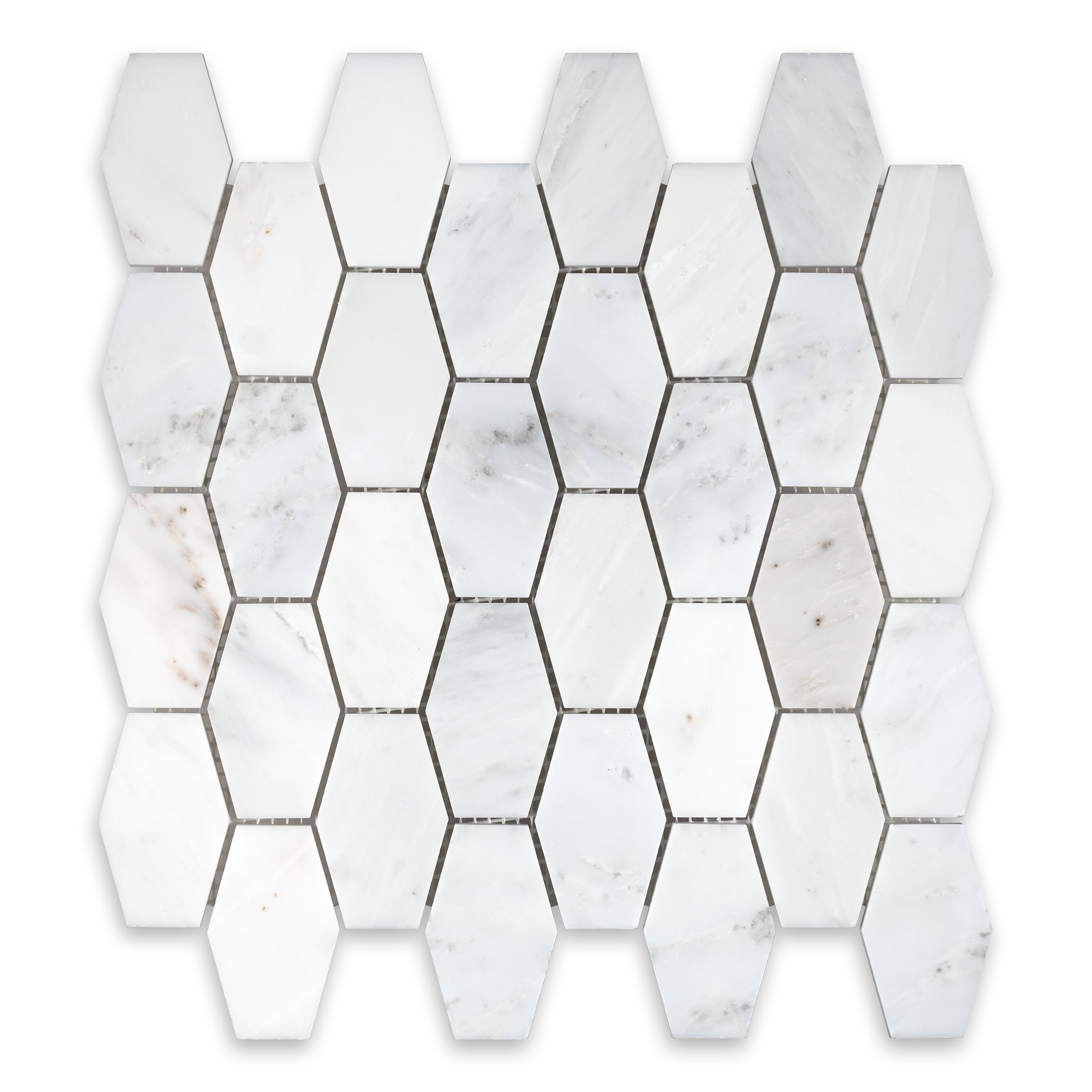 Oriental White Marble 2x3 Elongated Hexagon