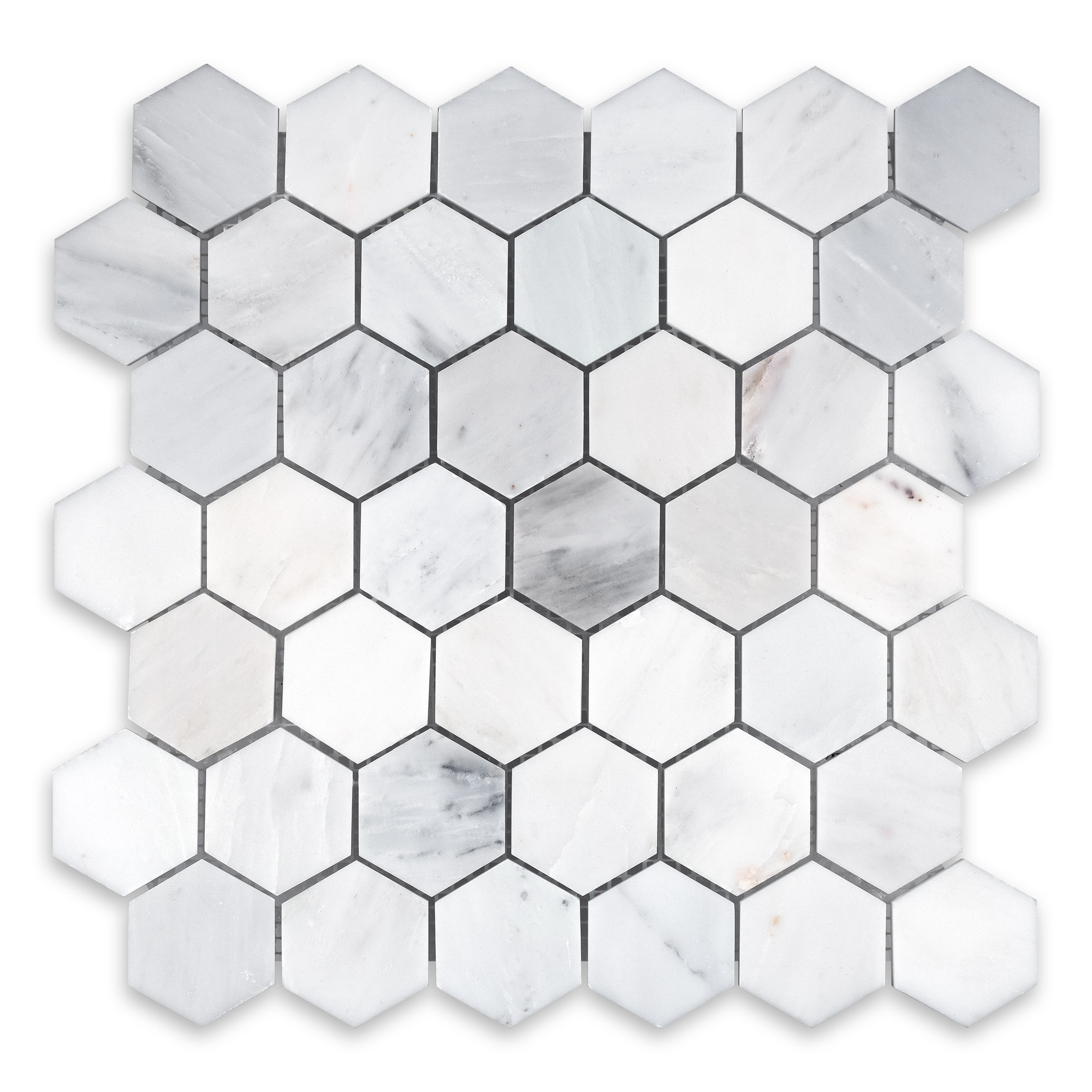 Oriental White Marble 2" Hexagon