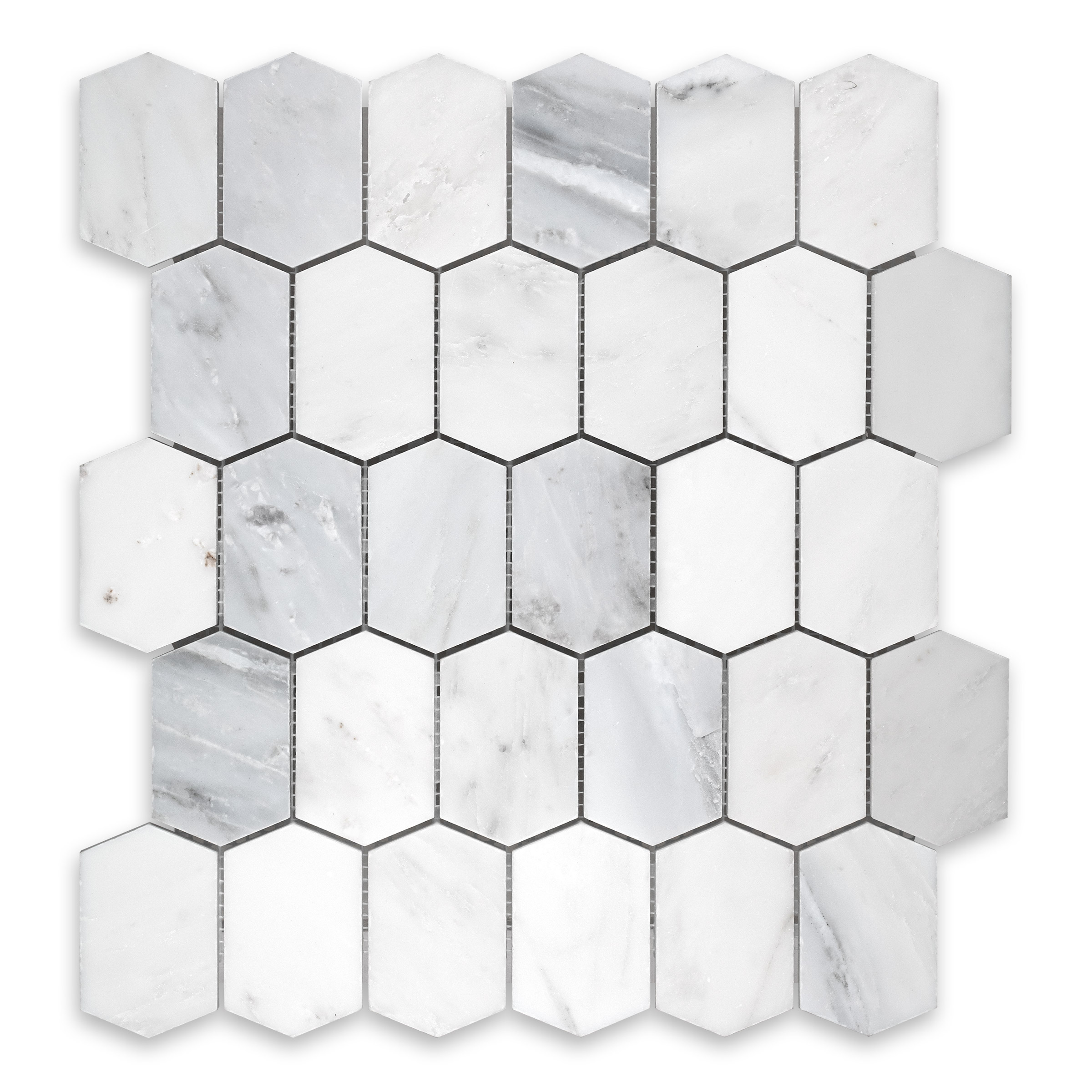 Oriental White Marble Vertical Hexagon