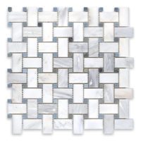 Oriental White Marble Basketweave with Blue Dot