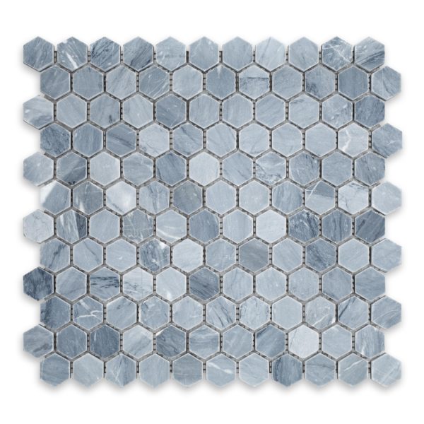 Bardiglio Veincut Marble 1" Hexagon Polished