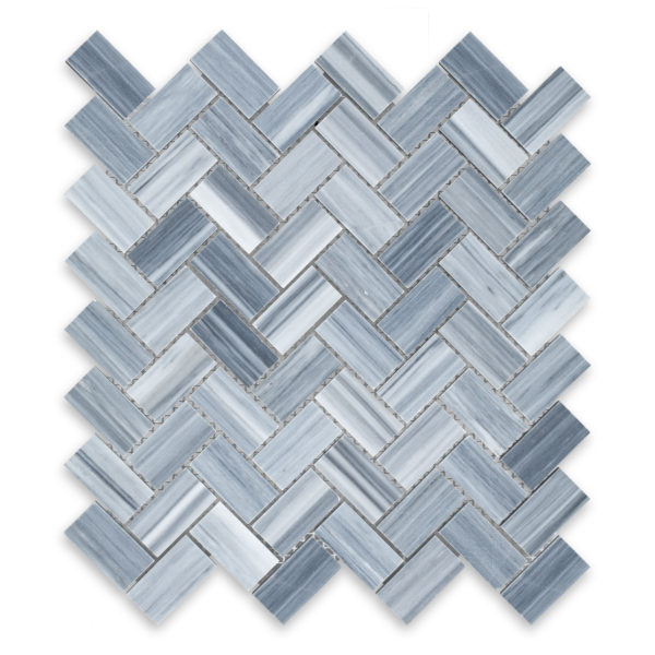 Bardiglio Veincut Marble 1" X 2" Herringbone Polished