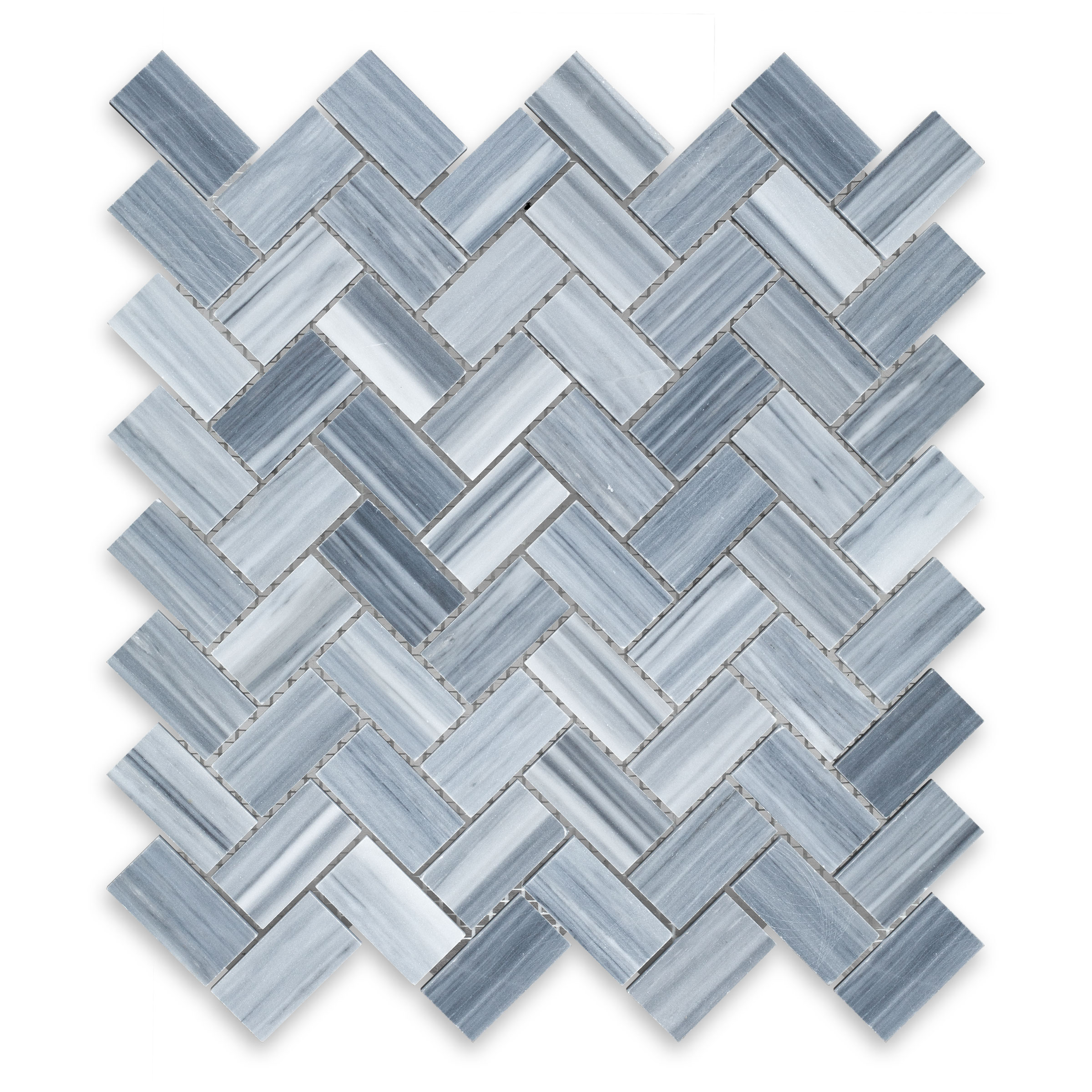 Bardiglio Veincut Marble 1" X 2" Herringbone Polished