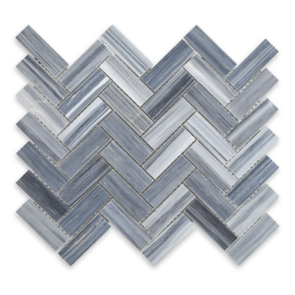 Bardiglio Veincut Marble 1" X 3" Herringbone Polished