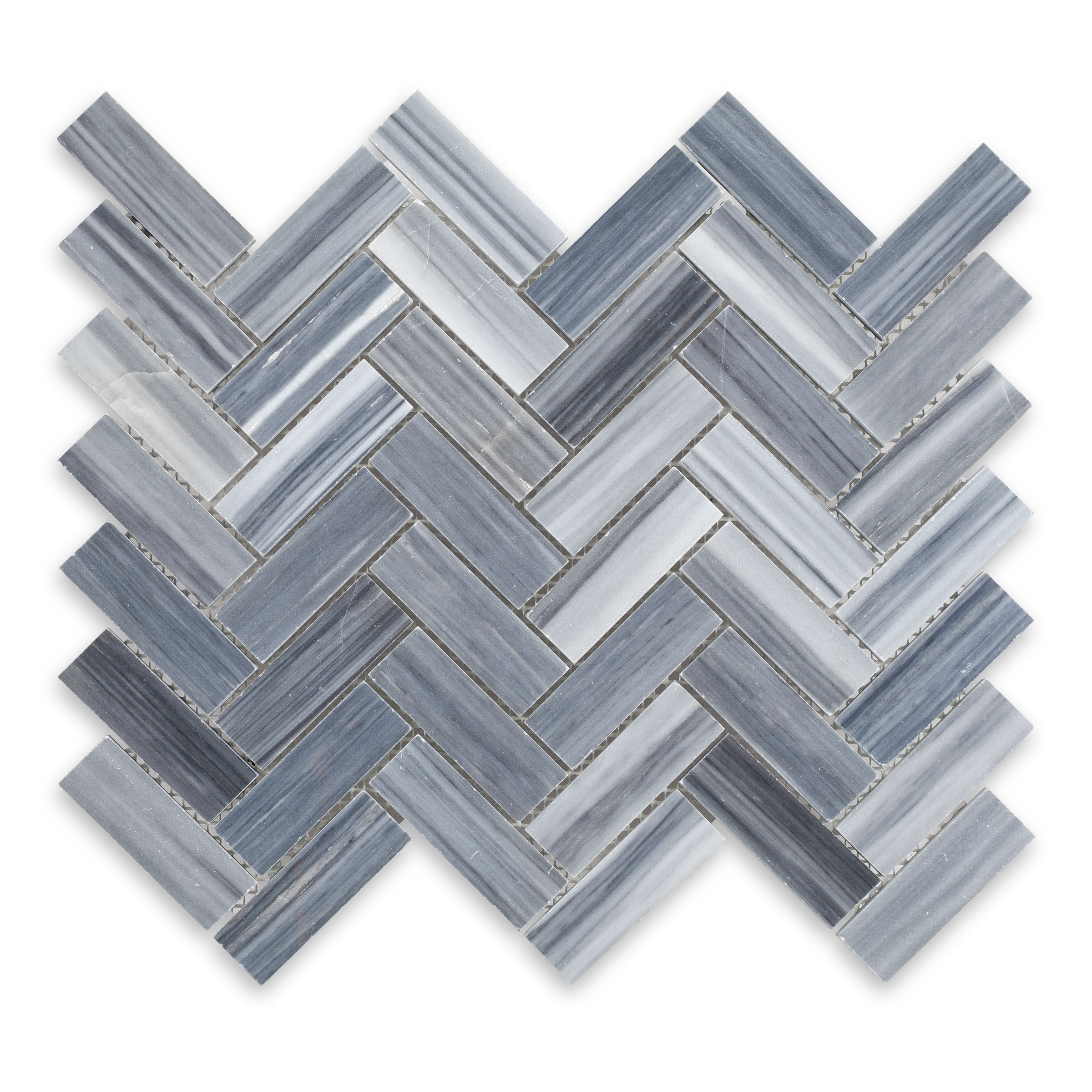Bardiglio Veincut Marble 1" X 3" Herringbone Polished