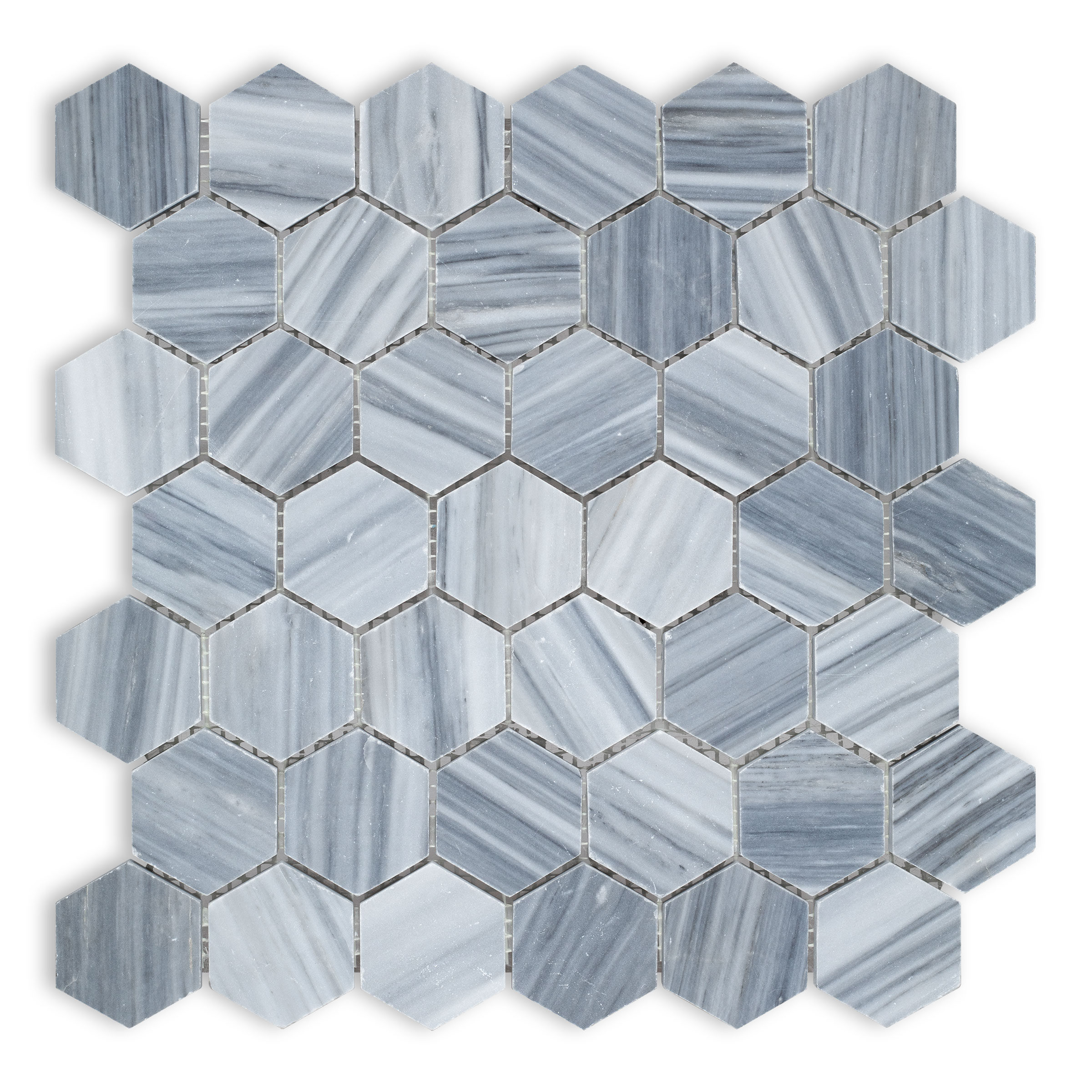 Bardiglio Veincut Marble 2" Hexagon Polished
