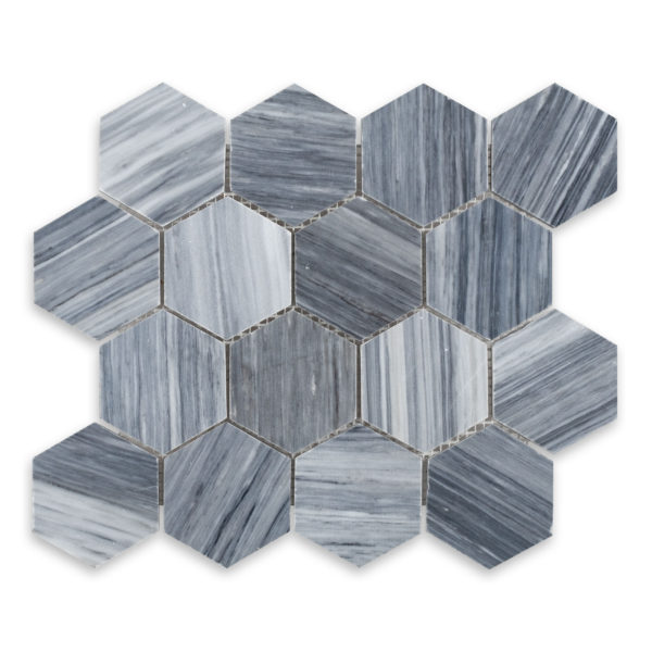 Bardiglio Veincut Marble 3" Hexagon Polished
