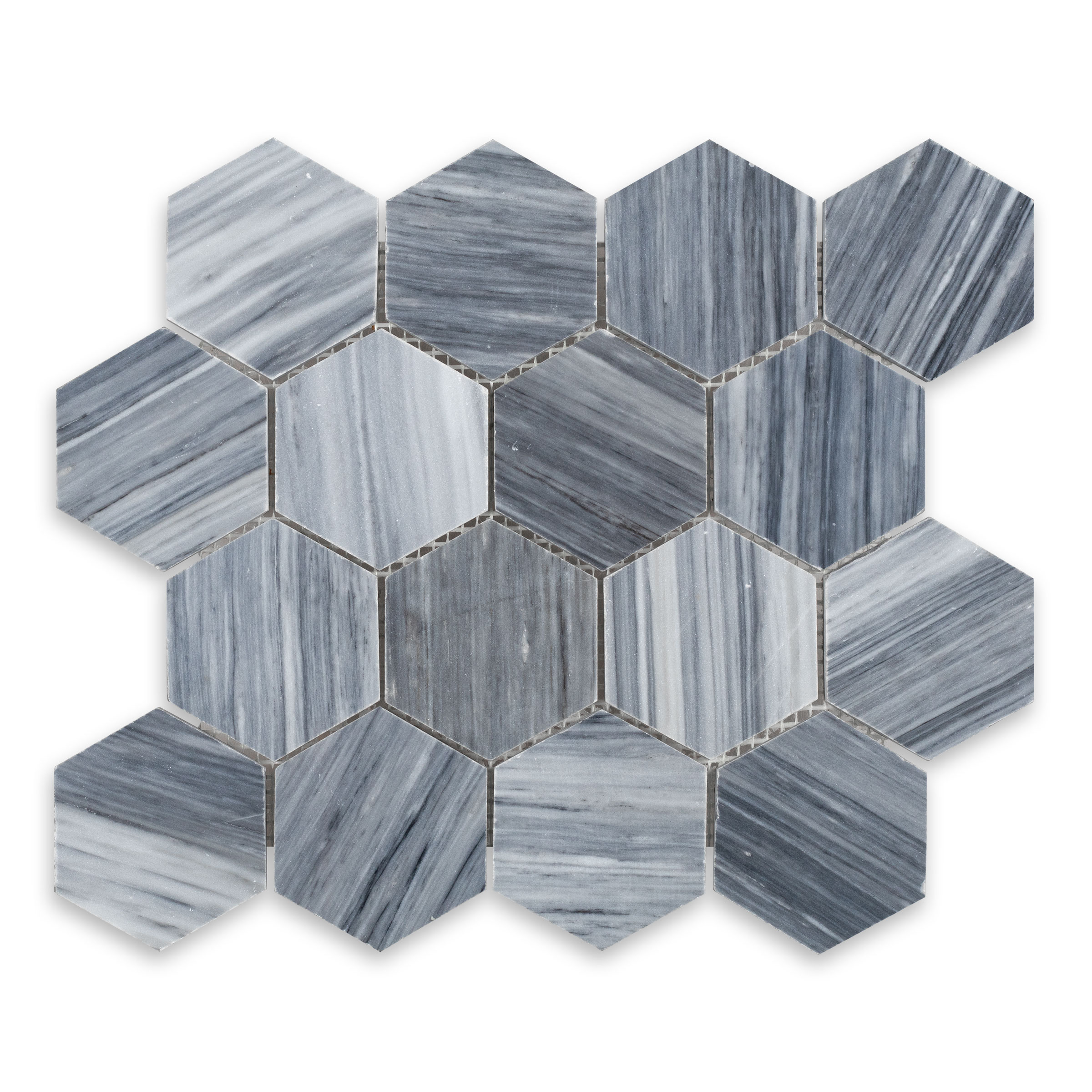 Bardiglio Veincut Marble 3" Hexagon Polished