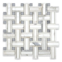 Calacatta Gold Marble Tripleweave with Blue Dot