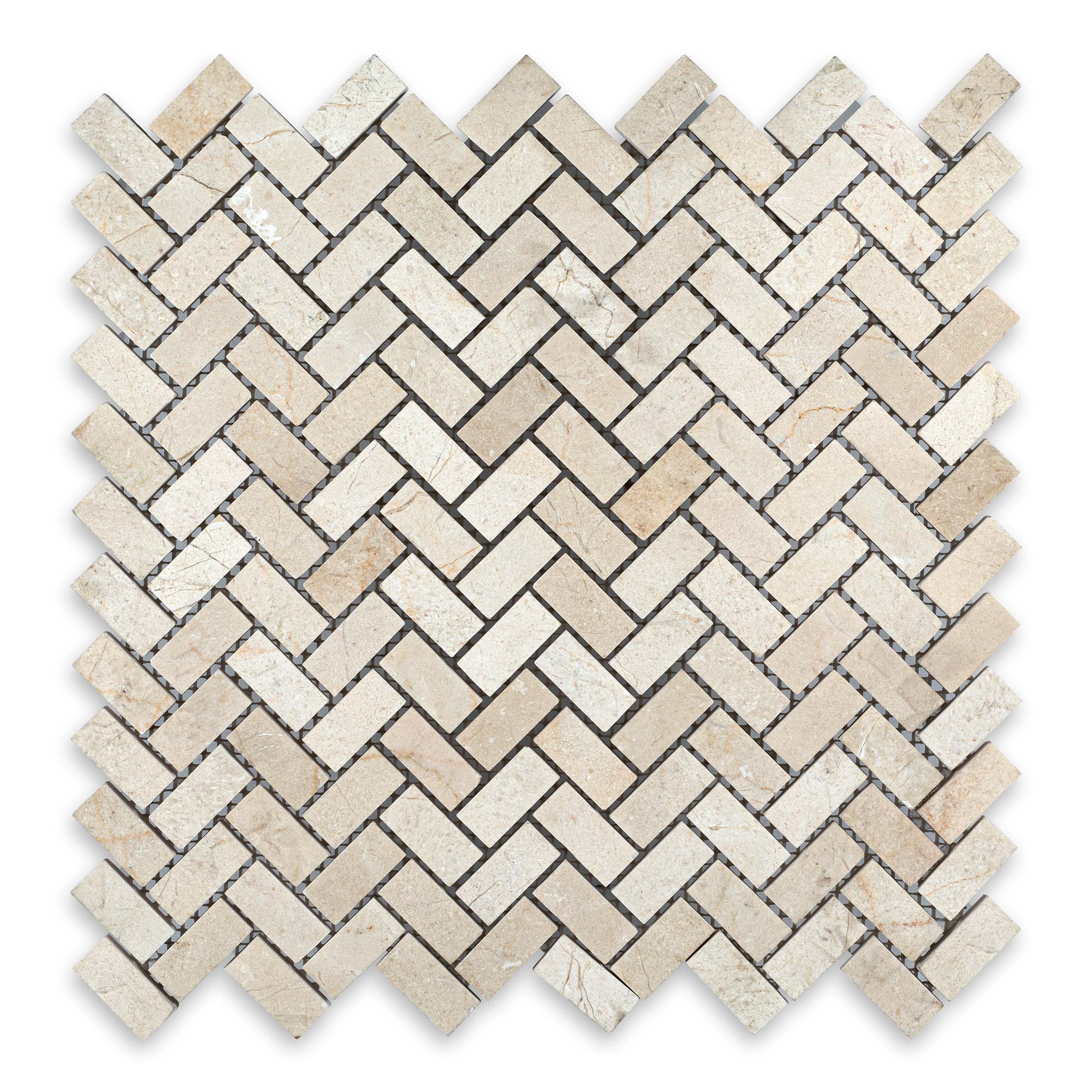 Crema Marfil Marble "5/8 X 1-1/4" Herringbone