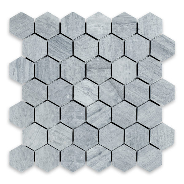 Haisa Blue Marble 2" Hexagon Honed