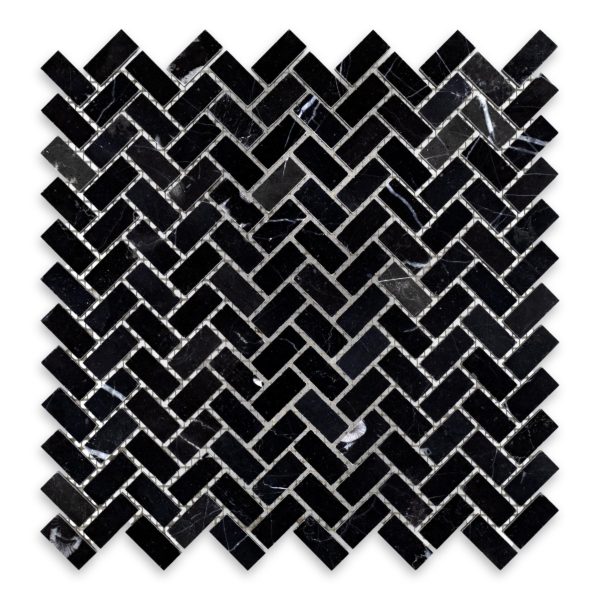 Negro Marquina Marble "5/8 X 1-1/4" Herringbone