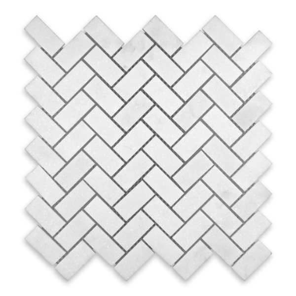 Thassos White Marble 1" X 2" Herringbone