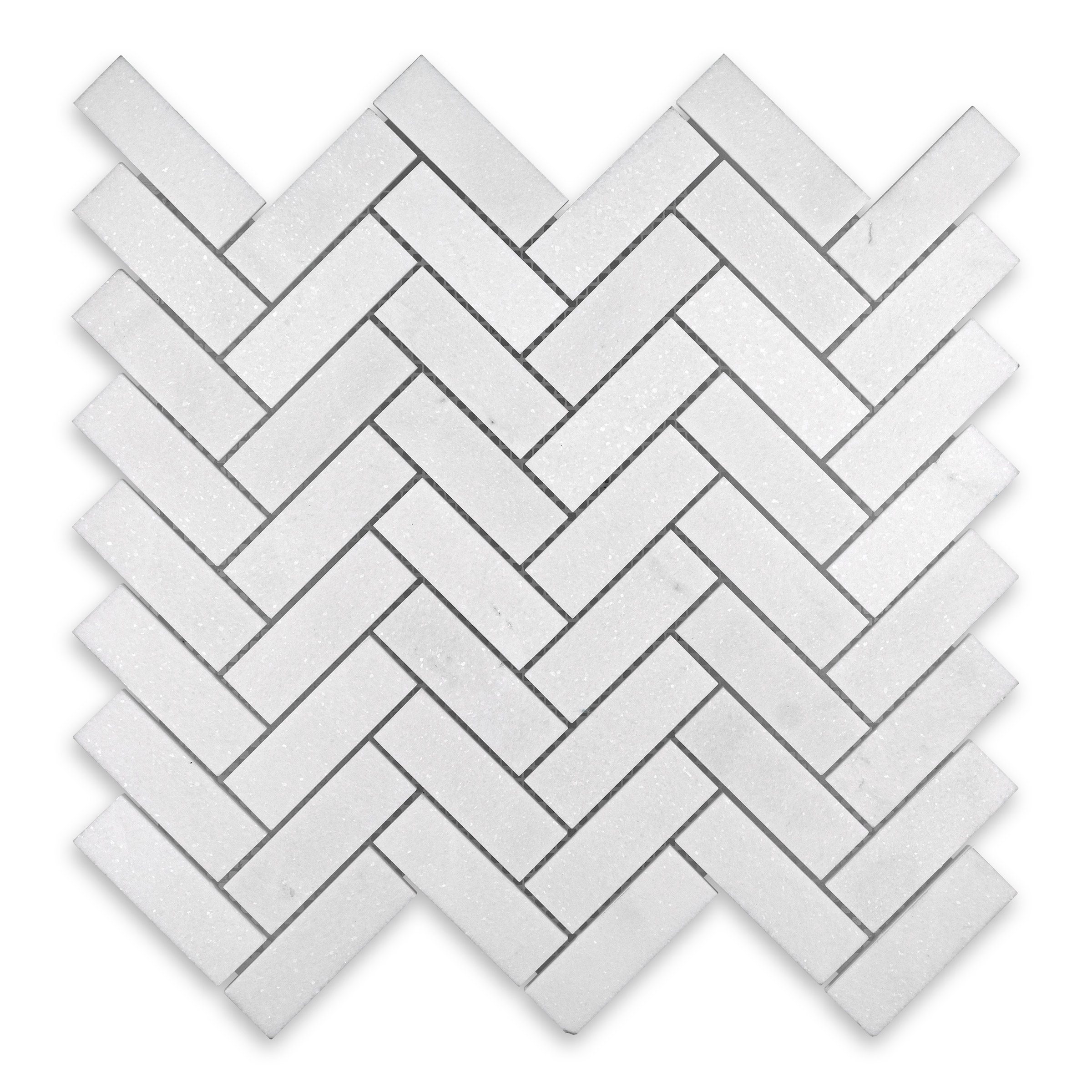 Thassos White Marble 1" X 3" Herringbone