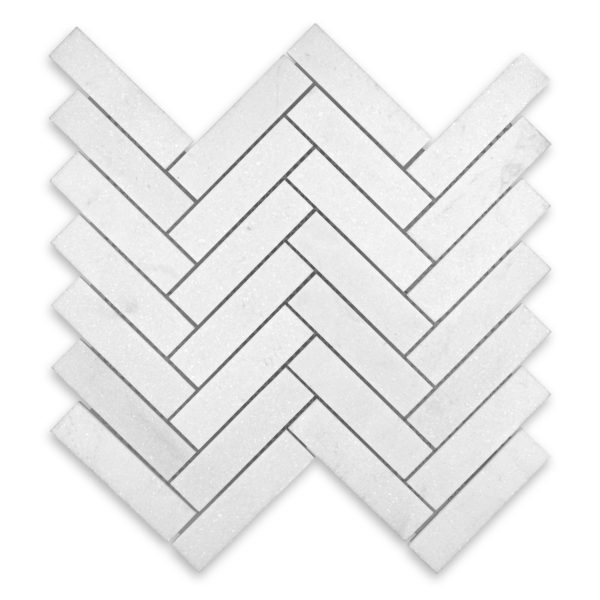 Thassos White Marble 1" X 4" Herringbone