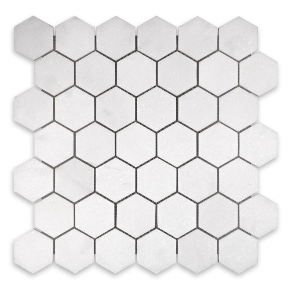 Thassos White Marble 2" Hexagon