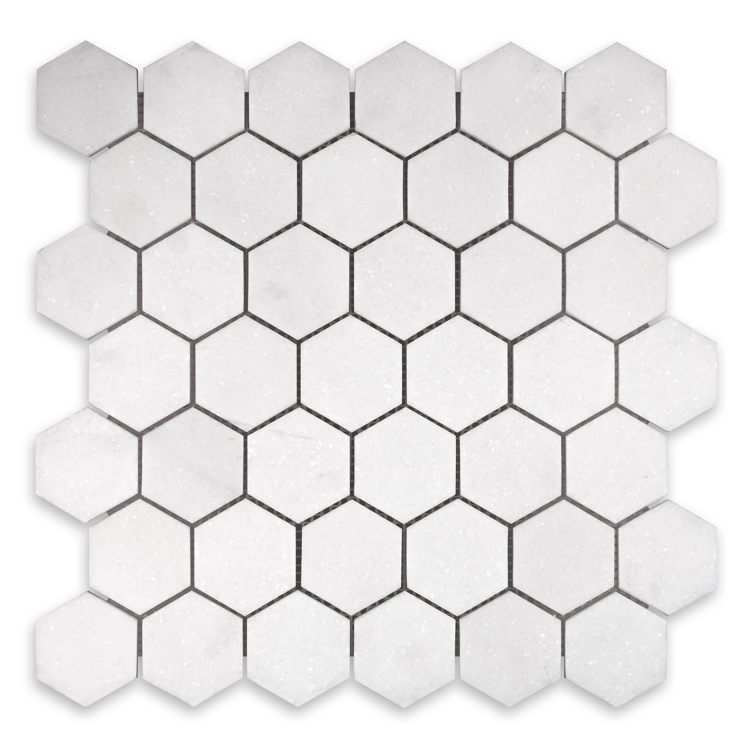 Thassos White Marble 2" Hexagon