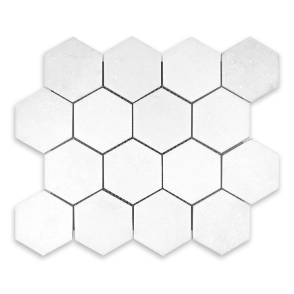 Thassos White Marble 3" Hexagon