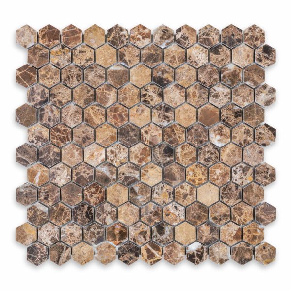 Emperador Dark Marble 1" Hexagon Polished
