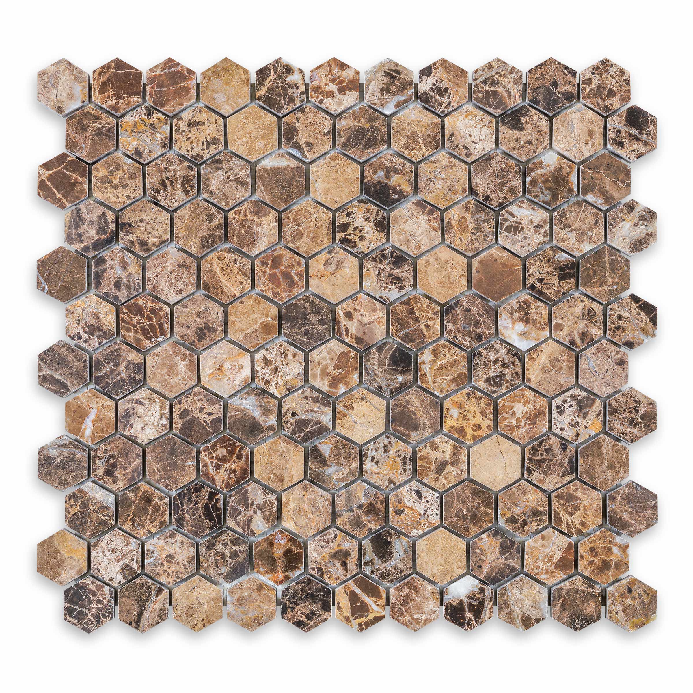 Emperador Dark Marble 1" Hexagon Polished