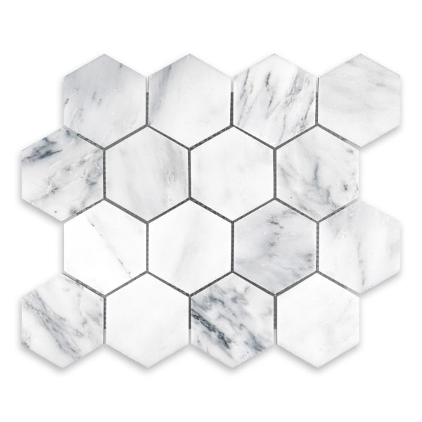 Oriental White Marble 3" Hexagon