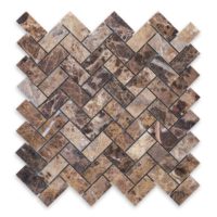 Emperador Dark Marble 1" X 2" Herringbone