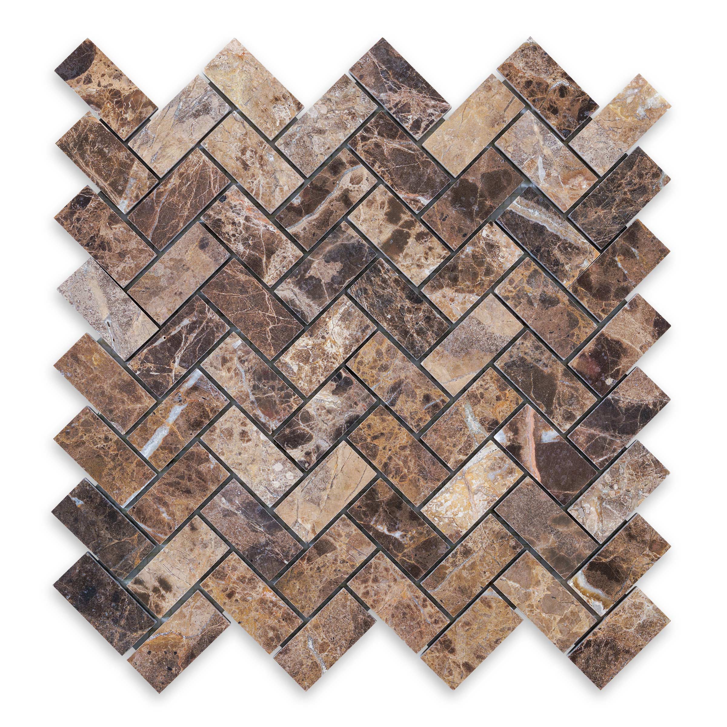 Emperador Dark Marble 1" X 2" Herringbone