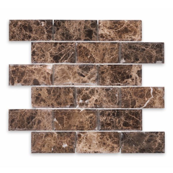Emperador Dark 2" X 4" Brick Beveled
