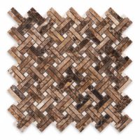 Emperador Dark Mark Basketweave Stanza With Crema Marfil Dots