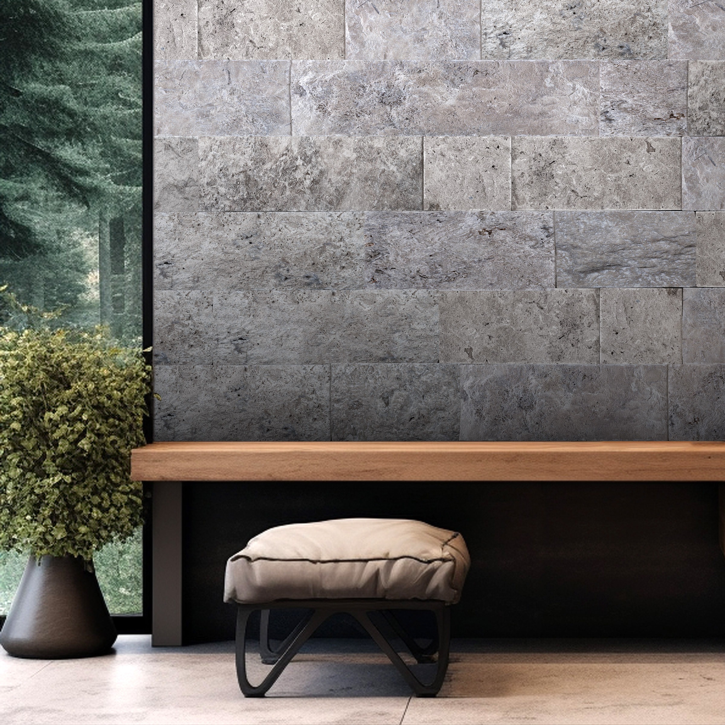 Silver Premium Travertine 8XFree Length Veneer