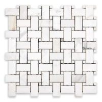 Calacatta Gold Marble Basketweave with Calacatta Dot