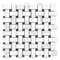 Calacatta Gold Marble Basketweave with Black Dot (Negro Marquina)