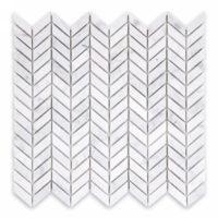 White Carrara Marble Mini Chevron Polished