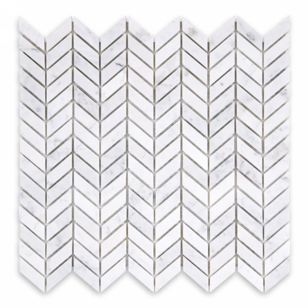White Carrara Marble Mini Chevron Polished