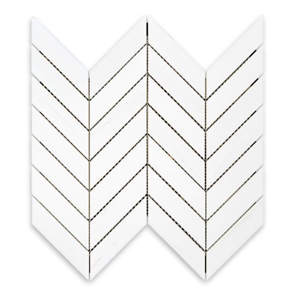 Bianco Dolomite Marble 1" X 4" Chevron