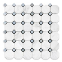 Oriental White Marble Octagon w/ Blue Dot