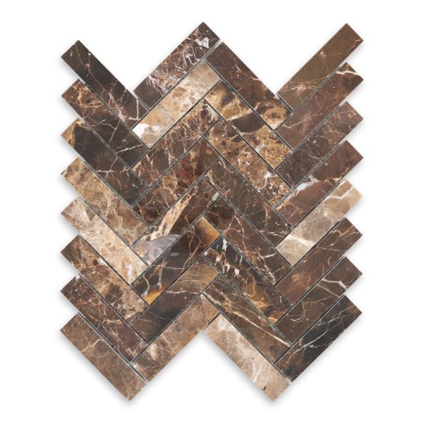 Emperador Dark Marble 1" X 4" Herringbone